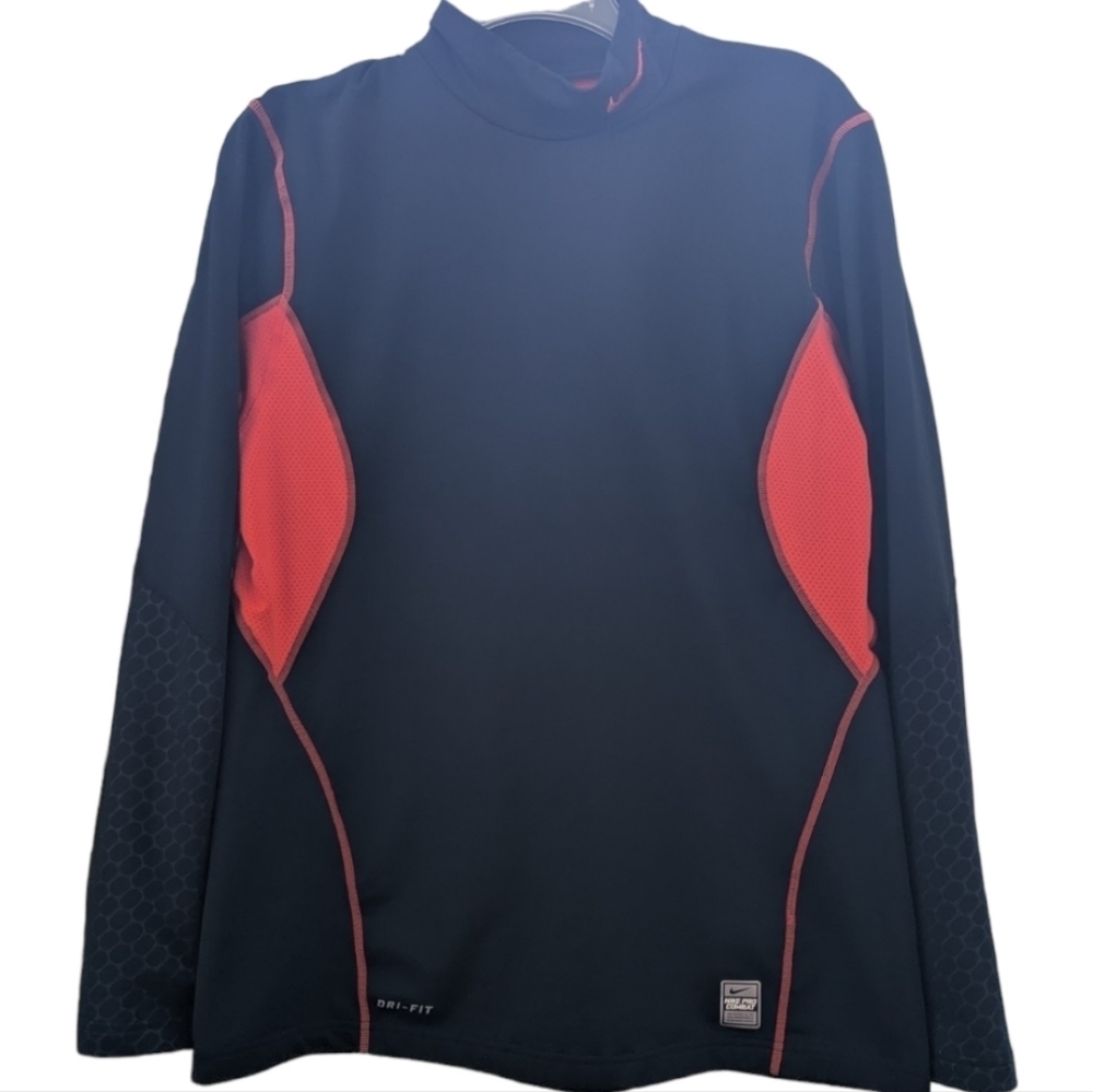 Nike Pro Combat Red & Navy Fitted LS Jersey Size Large EUC